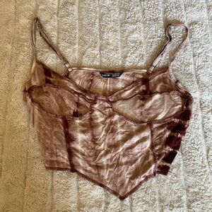 Shein Brown Tie-Dye Crop Top